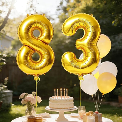 40 Inch Number 83 Balloons for 83rd Birthday Party Decorations, 0-100 Gold - Image 3