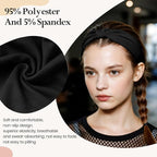 Headbands for Women, Wide Elastic Head Bands, Non-Slip Thick Hair Bands, Sports Stretchy Sweat Bands, Large Knotted Soft Headband for Washing Face, Makeup, Workout, Spa, Fashion, 6-Pack Black