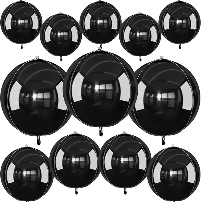 12Pcs Black Round Foil Balloons by vibzox