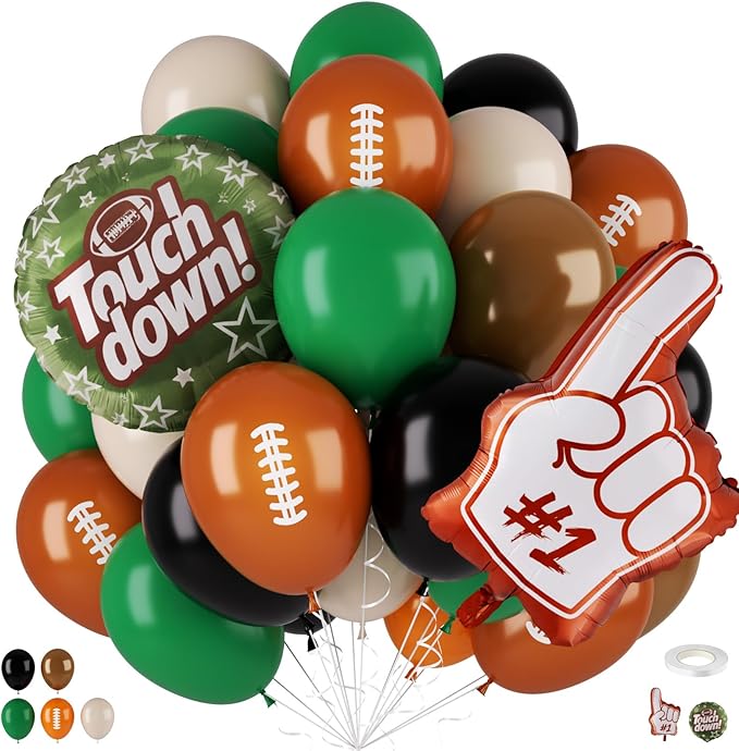 Football Balloons, 12 Inch Dark Green Black Beige Football Printed Balloon by FEYG