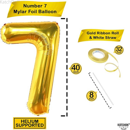 KatchOn Gold Number 7 Balloon 40 Inch, 7th Birthday Balloon | 7th Birthday - Image 4