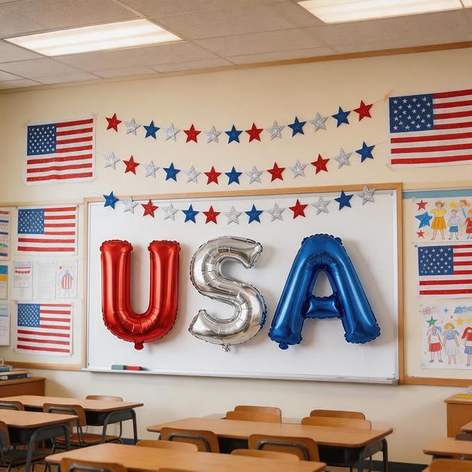 USA Independence Day Banner Garland – Red White and Blue 18 Inch Foil Letter - Image 5
