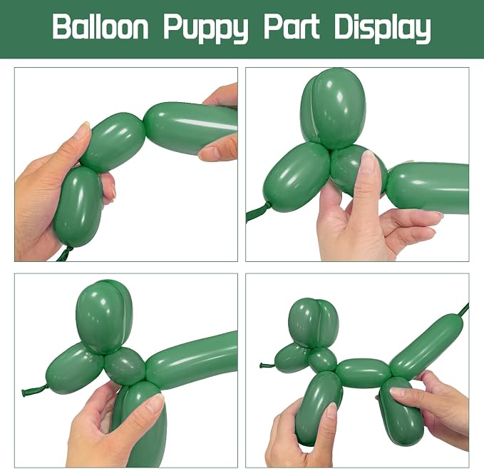 100pcs Sage Green 260 Balloons, Thickening Latex Green 260q Balloon - Image 4