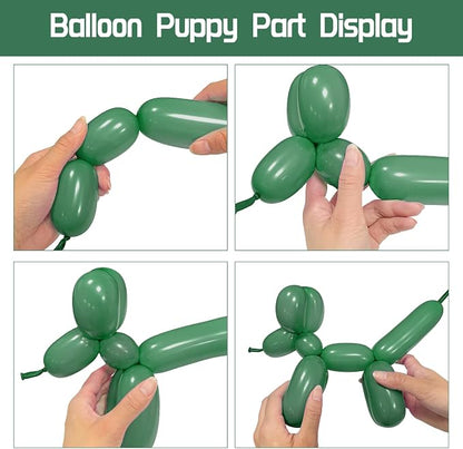 100pcs Sage Green 260 Balloons, Thickening Latex Green 260q Balloon - Image 4