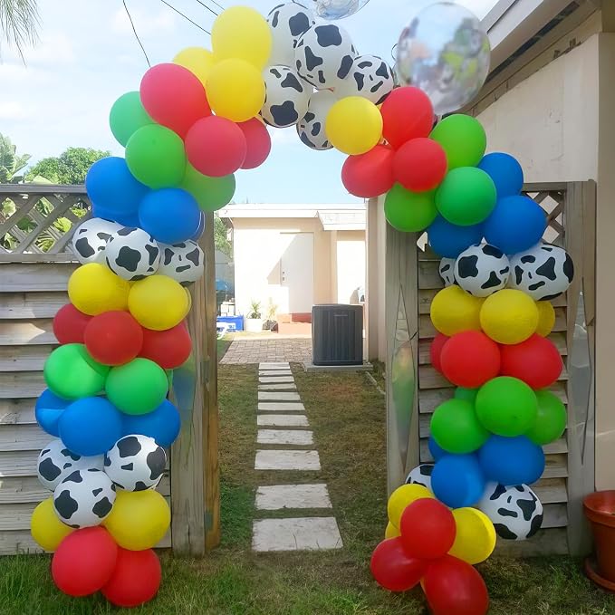 Red Yellow Blue Balloons, Toy Theme Balloon, Dog Paw Cow Print Balloons Blue - Image 3