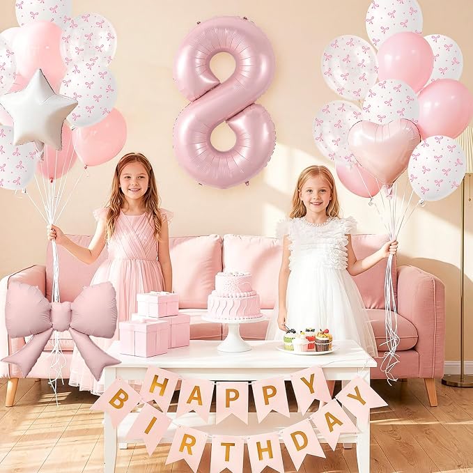 8th Pink Bow Birthday Decorations - Image 8