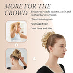 Large Messy Bun Hair Piece Curly Synthetic Extensions Scrunchies Fake Chignon Updo Hairpieces for Women Chestnut Brown Highlights