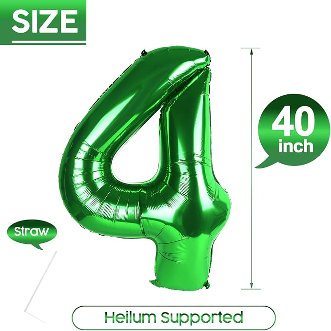 4 Balloon - Green Birthday Number Balloons, 40 Inch Decorations Men Women | - Image 5