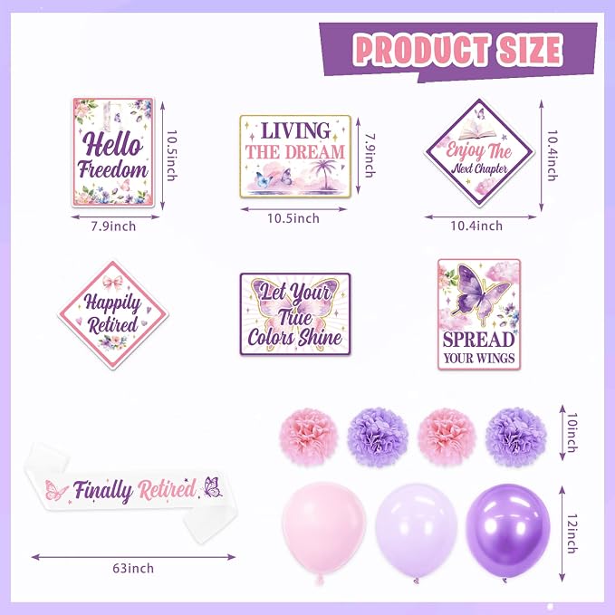 Retirement Party Decorations for Women, Butterfly Retirement Decorations | - Image 5