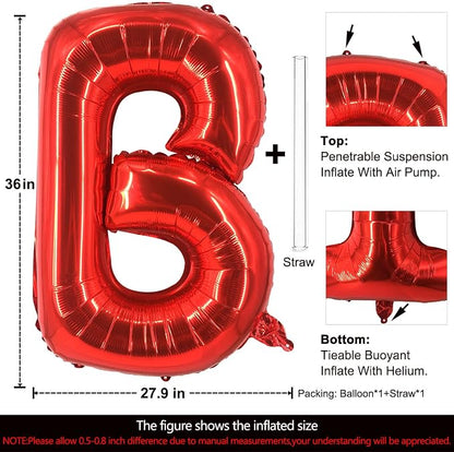 Lovoir 40 Inch Large Red Letter B Balloons Big Size Jumbo Mylar Foil Helium - Image 2