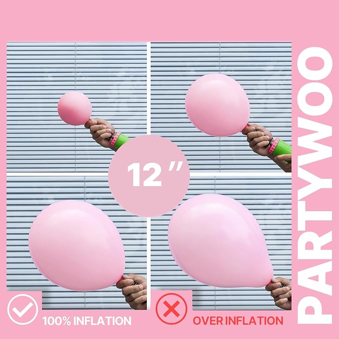 PartyWoo Pink Balloons 66pcs Pack Hot Pink Latex Helium Balloons | Pearl Pink - Image 6