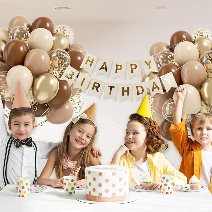 60pcs Brown and Gold Balloons for Neutral Bridal Shower, Baby Shower Party - Image 5