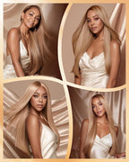 Arabella 13x6 Light Brown Blonde Wig Human Hair Glueless Wigs Human Hair Pre Plucked Pre Cut 13x6 Ear to Ear Full HD Lace Front Wigs 210% Density Straight Wig Drawstring Wig Human Hair 30 Inch