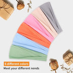Wide Headbands for Women Non Slip Fashion Womens Headbands 6 Pack Yoga Workout Sweat Head Bands Elastic Hair Bands for Women's Hair Soft Cotton Cloth Headband for Everyday Wear