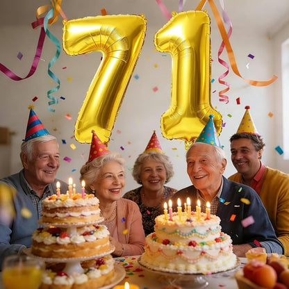 40 Inch Number 71 Balloons for 71st Birthday Party Decorations, 0-100 Gold - Image 2