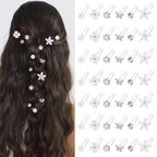CUBACO 42PCS Wedding Hair Accessories Pins for Women,silver Pearl Flower Rhinestone Hair Clip Bridal Pins Decorative for Brides Bridesmaids, Gift for Girls