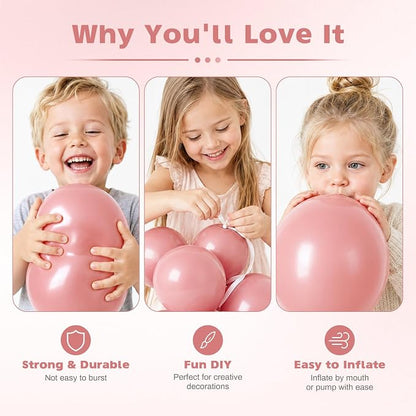 Dusty Pink Balloons, 12 Inch Boho Pink Latex Party Balloons - Image 3