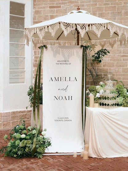 Personalized Fabric Wedding Welcome Sign, Linen Wedding Welcome Sign Cotton - Image 3