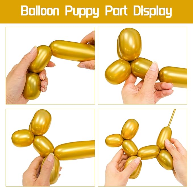 100Pcs 260 Balloons Metallic Gold Long Balloons - Image 4