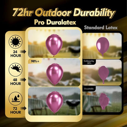 Pro Duralatex Metallic Hot Pink Extra-Thick Balloons 120Pack 10inch | Metallic - Image 3