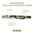 Kent 20T TW Handmade Folding Pocket Comb for Men, Fine Tooth Hair Comb Straightener for Everyday Grooming Styling Hair, Beard or Mustache, Use Dry or with Balms, Saw Cut Hand Polished, Made in England