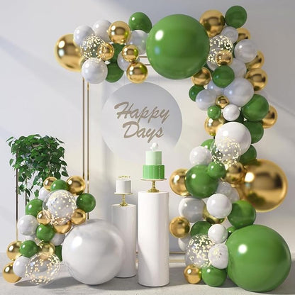 LOVESTOWN 150PCS Green White Gold Balloons Different Size of 18 12 10 5Inch | by Lovestown