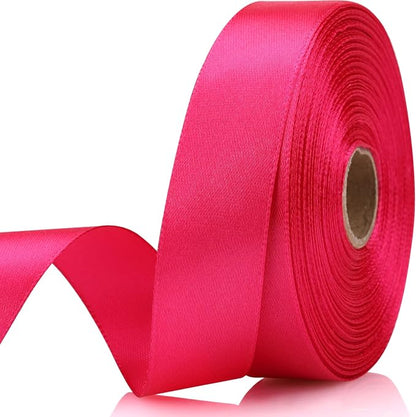 7/8 Inch 30 Yards Hot Pink Satin Craft Ribbon-Single Face Polyester Ribbon by Unknown