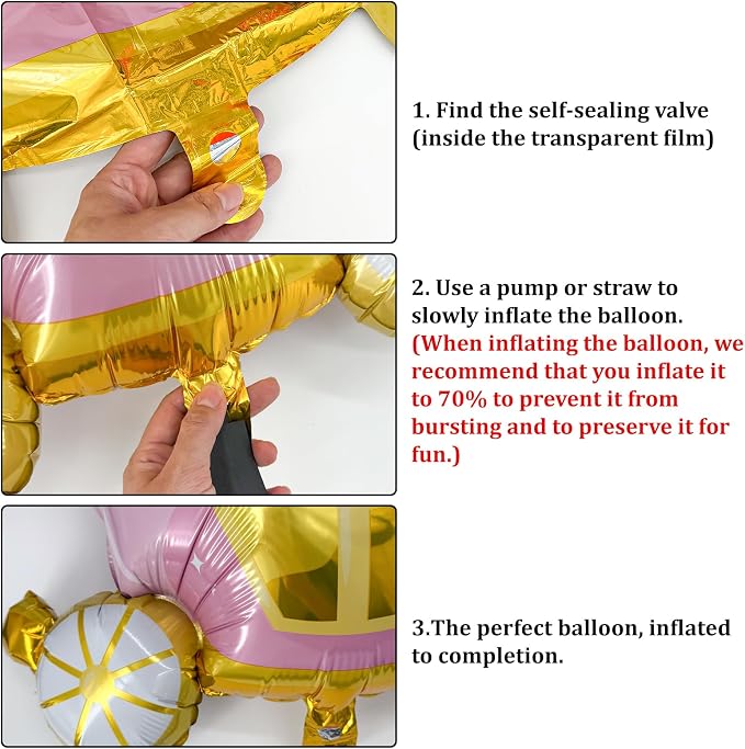 Minyu 6-Piece Princess Theme Party Decoration Set: Princess Carriage + Pink - Image 5