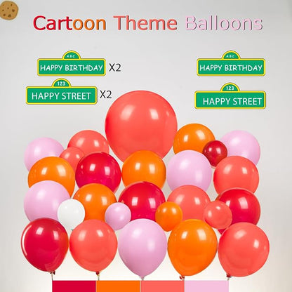 Sesame Friends Birthday Party decorations Cartoon Theme primary color Balloon - Image 5