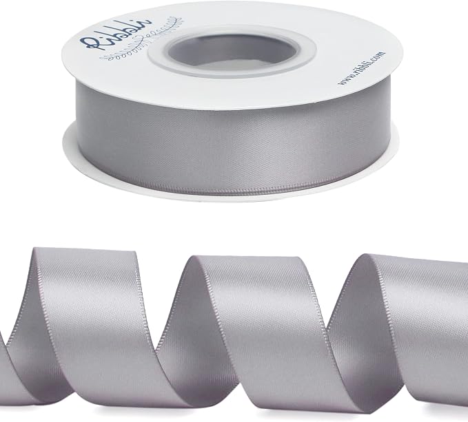 Ribbli Silver Double Faced Satin Ribbon, 1” x Continuous 25 Yards, Use - Image 2