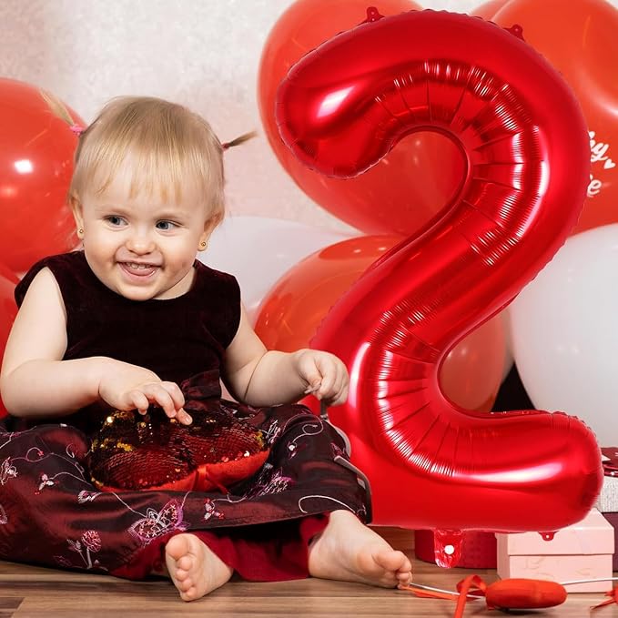 Red Number 12 Balloons, 40 Inch Big Large Foil Number Balloons, Jumbo Giant - Image 3