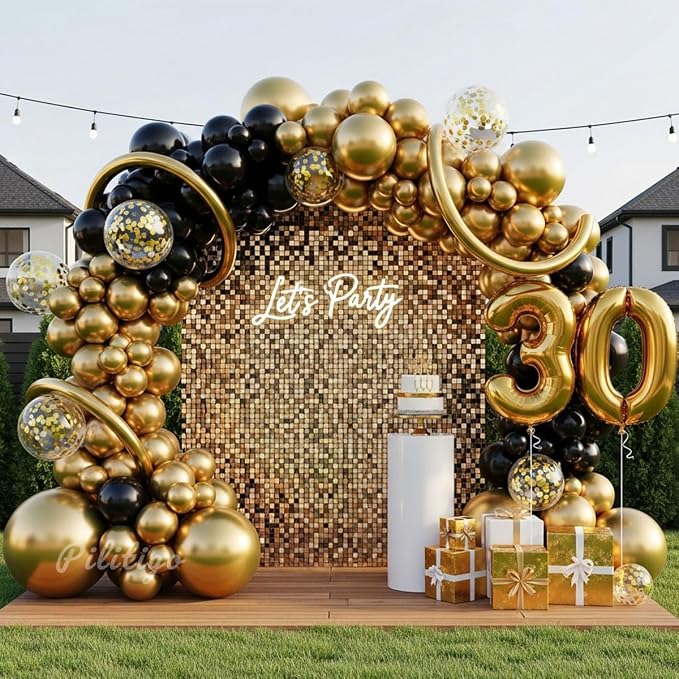 Black and Gold Balloon Arch Kit - Image 4