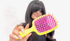 BOM BOM 2 Unit Kit, Wet And Dry Vented Detangling Hair Brush For All Hair Types, Light Weight Hairbrush, Scalp Massage Brush (Pink blue yellow)