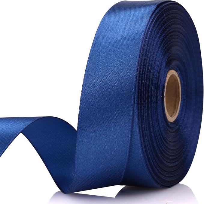 7/8 Inch 30 Yards Deep Blue Satin Craft Ribbon-Single Face Polyester Ribbon by Unknown