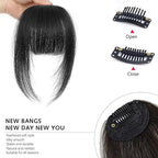 Clip In Bangs-Fake Bangs Hair Clip Natural Black Clip On Bangs Real Human Hair Curtain Bangs For Women Clips French Bangs Hair Extensions Fringe With Temples Hairpieces Curved Bangs For Daily Wear