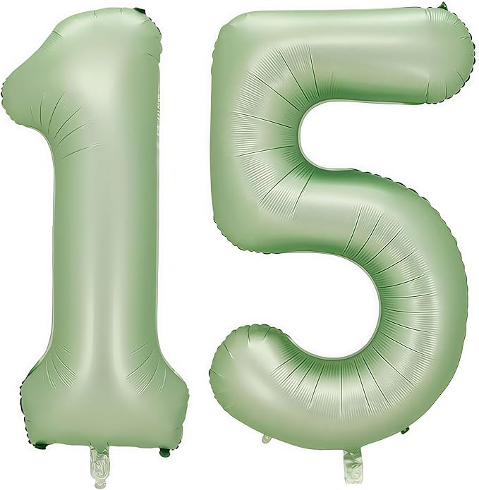 Sage Green Number 15 Balloon, 15 Balloon by BBPOOL