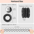 JessLab Spiral Hair Ties, 20 Pcs Traceless Phone Cord Hair Ties No Crease Spiral Bracelet Plastic Coil Ponytail Holders No-Damage Headband Hair Accessory for Girls Women Ladies Gift, Black