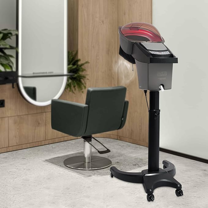 Hair Steamer, 7 Light Professional Salon Hair Steamer Machine 700W Height Adjust Ozone Household Hair Care Oil Treatment Dyeing Machine for Salons, Barbershops (Black)