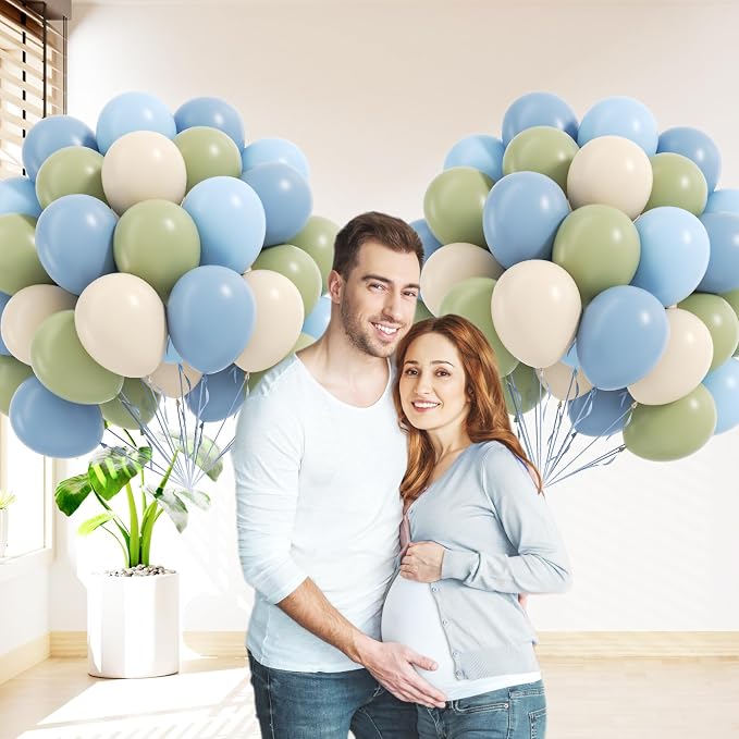 60pcs Blue and Green Balloons 12inch - Image 6