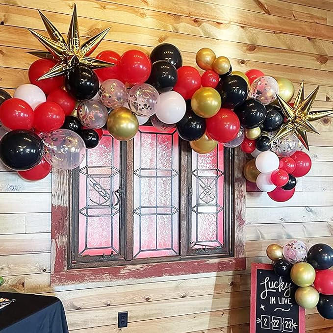 Red Black Gold Balloon Garland Arch Kit - Image 7