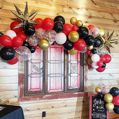 Red Black Gold Balloon Garland Arch Kit - Image 7