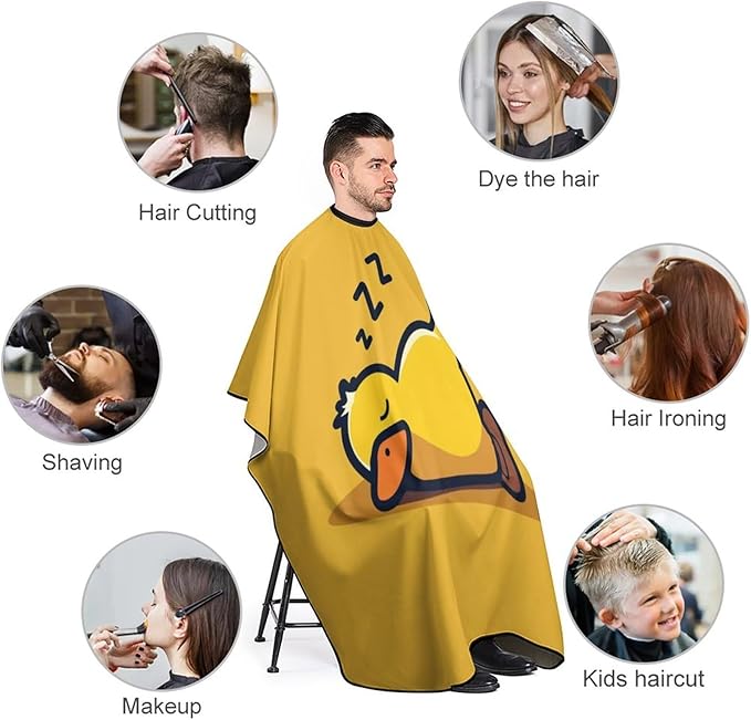 Men's Soft Hair Cutting Cape with Adjustable Closure Barber Cape Cute Lazy Duck Yellow