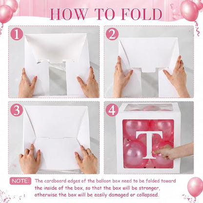Thyle 5 Pcs White Twins Balloons Boxes Clear Balloon Boxes 10 Pcs Letters - Image 3