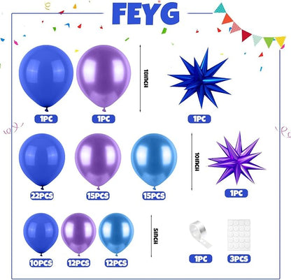 Purple Blue Balloon Arch Kit, Metallic Purple and Blue Balloons Garland Kit - Image 2