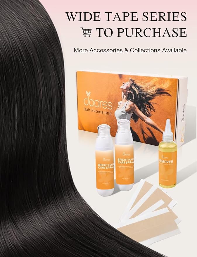 DOORES Invisi Edge Wide Hair Extensions Real Human Hair Tape in, Natural Black 4PCS Injection Tape ins 20g 18 Inch, 3 Inch Wide Natural Virgin Human Extensions Seamless Side