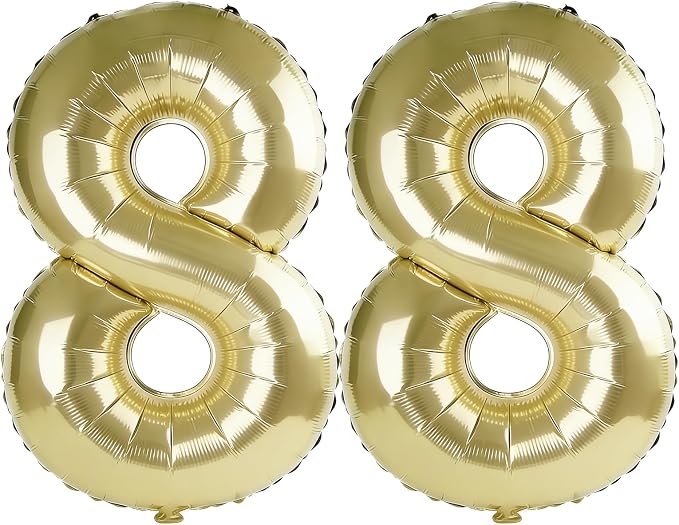40 Inch Number 88 Balloons for 88th Birthday Party Decorations, 0-100 Champagne by FOBELEC