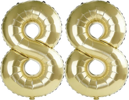 40 Inch Number 88 Balloons for 88th Birthday Party Decorations, 0-100 Champagne by FOBELEC