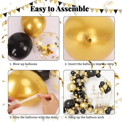 RUBFAC Black and Gold Balloons, 2026 Graduation Decorations 130pcs Black Metal - Image 4