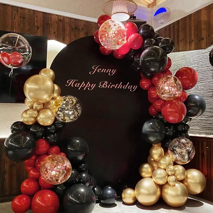 MEBAY 155Pcs Red Black Gold balloons Garland Arch Kit - Image 3