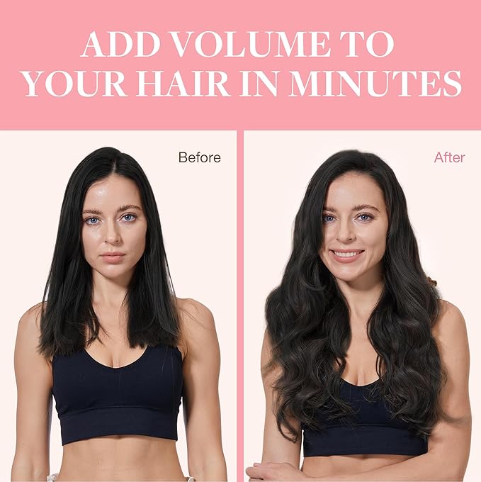 GOO GOO Clip in Hair Extensions Real Human Hair, Remy Human Hair Extensions Clip ins for Women, Natural Human Hair, 24inch 170g 7Pcs, #1B Natural Black